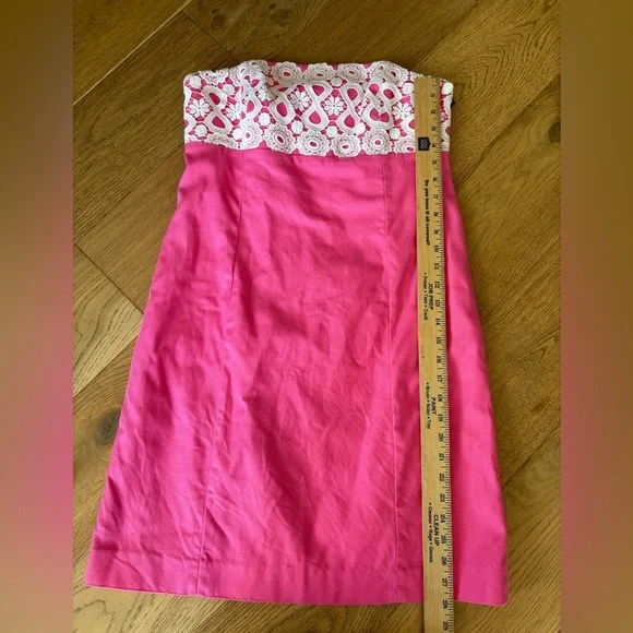 Lilly Pulitzer cotton strapless shift dress with lace detail womens 6 - Picture 4 of 7